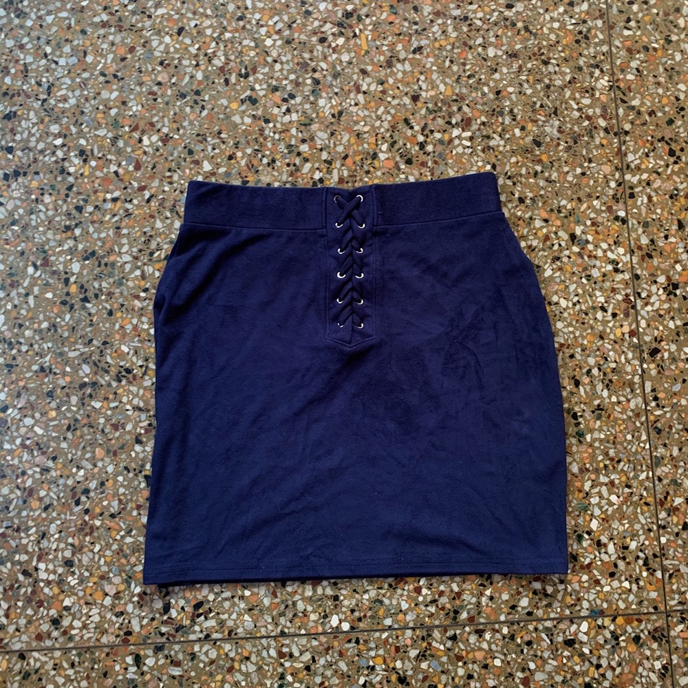 Blue Suede Pencil Skirt